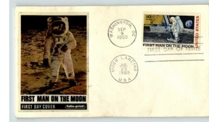 C-76 Airmail, First MAN on the MOON, 1969 First Day of Issue, folio print cachet - Picture 1 of 1