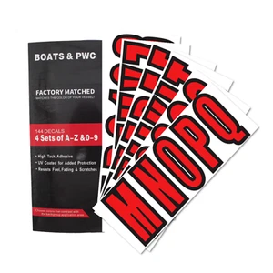Red 4 Sets of 3" Marine Boat Sticker Decals A-Z Letters and 0-9 Numbers - Picture 1 of 8