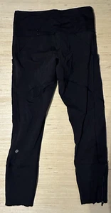 Lululemon schwarze Leggings Größe 6 Reißverschlusstaschen 24" Schrittlänge - Bild 1 von 11