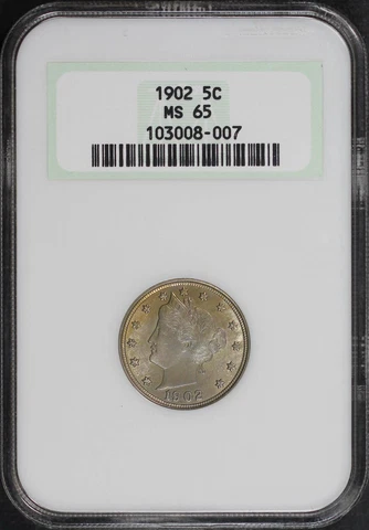 1902 Liberty Nickel NGC MS-65 Old Fatty Holder Cover