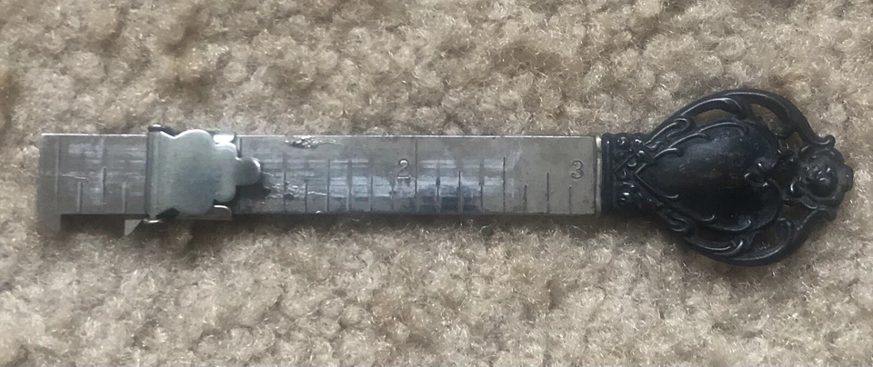Victorian Sterling Silver Hem Gauge Ruler/Caliper for Sewing 14.1gm / 3" - Image 1 of 2
