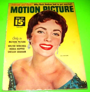 MOTION PICTURE magazine February 1956 Liz Taylor cover - NO LABEL - Picture 1 of 1