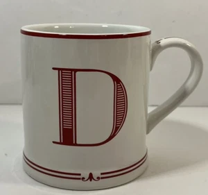 Sur la Table White and Red Monogram “D” Stonewear Mug - Picture 1 of 8