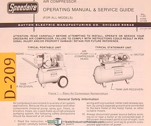 Compresor de aire Dayton, manual de todos los modelos, operaciones y servicio - Imagen 1 de 1