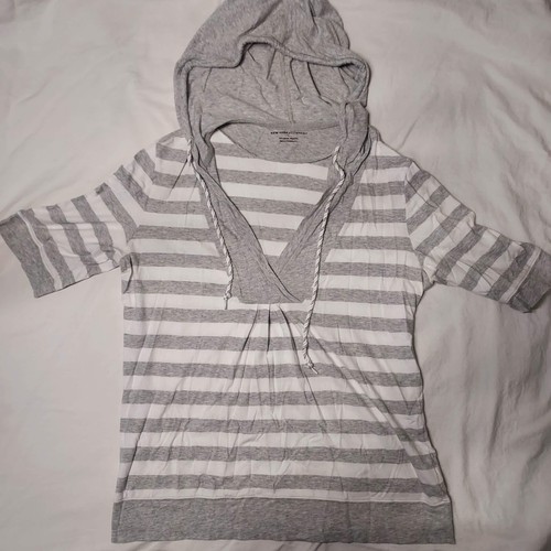 VETEMENTS Felpa con cappuccio pull over donna grigia a righe grigia New York & Company taglia large