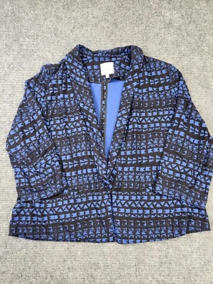 Sejour Womens Geometric Blazer Jacket Pockets Clip Front Career Business Size 2X - Image 1 of 4