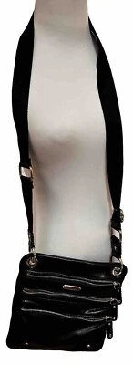 Tyler Rodan Shoulder Crossbody Bag BlackVegan LeatherMulti Zip Purse 9x10" - Image 1 of 4