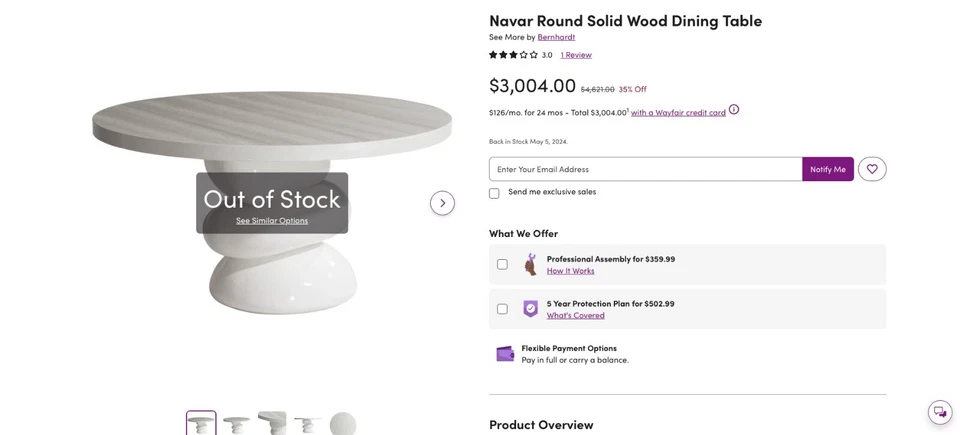 RARE! SOLD OUT! LUXURY! BERNHARDT Round Solid Wood Dining Table - Image 1 of 4