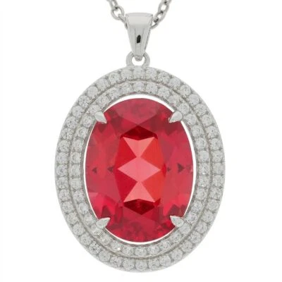 Sterling Silver Semi Mount Pendant Setting Oval OV 16x12mm White Topaz PJ - Image 1 of 4