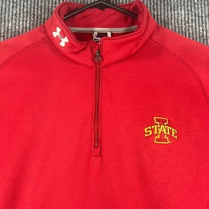 Iowa State Cyclones Shirt Under Armour Mens Medium Red Long Sleeve 1/4 Zip - Picture 1 of 16