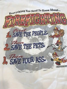 Vintage !! Everything You Need To Know About Fire Fighting T-Shirt Large 1998 - Picture 1 of 5