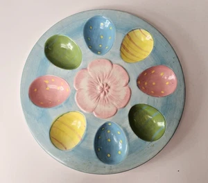 8-Egg Easter/Springtime Deviled Egg Plate Ceramic Contemporary Dish - Picture 1 of 6
