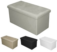 PUFF POUF CONTENITORE ECO PELLE ECOPELLE PANCA BAULE IMBOTTITO 76x38cm