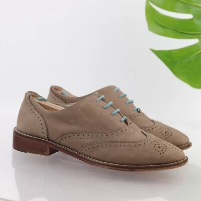Zapato plano Boden Oxford para mujer talla 37,5 6,5 gamuza tostada punta de ala con cordones brogue Foto 1 de 4