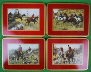 "Brooks Brothers Set mit 4 Fox-Hunt Szene Untersetzern in Schachtel" (New/Old Stock) - Bild 1 von 3