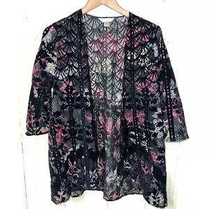Christopher & Banks Cardigan Jacket Medium Petite Burnout Velvet Whisigoth MP PM - Picture 1 of 10