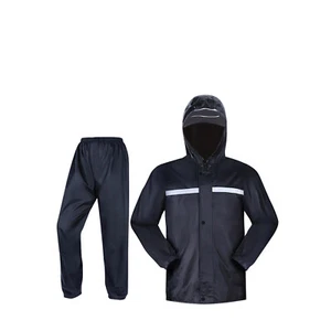 Mens Rain Suits Raincoat Jacket Pants Waterproof Safety Black Hooded US - Picture 1 of 18
