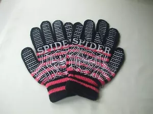 Halloween Fingerless Gloves Spider Theme, Coral & Black New - Picture 1 of 1