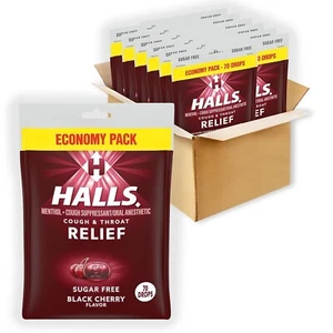 Sugar-Free Black Cherry Cough Drops - 840 Total Drops, 12 Bags Economy Pack - Picture 1 of 11