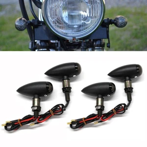 Motorrad Mini Blinker Bullet Schwarz für Harley Custom Cruiser Honda Chopper DE - Bild 1 von 10