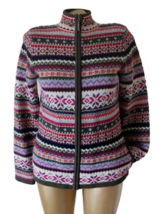 Laura Ashley Vintage Wool Fair Isle Zip Cardigan Multi Knit Size S - Picture 1 of 12