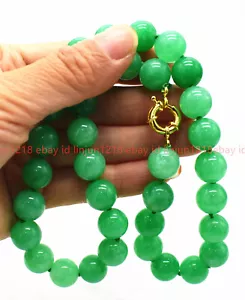 Pretty Natural 8/10/12mm Green Jade Jadeite Gems Round Beads Necklace 16-36in - Picture 1 of 12