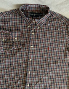 Ralph Lauren Custom Fit Herren XXL blau rot gelb kariert Langarm Button Down Hemd - Bild 1 von 9