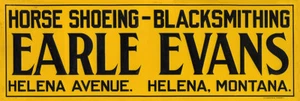EARLE EVANS HORSE SHOEING-BLACKSMITHING ADVERTISING METAL SIGN - Picture 1 of 1