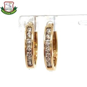 Diamond Hoop Earrings .28 CTW 14K Yellow Gold (PPJ049269) - Picture 1 of 3