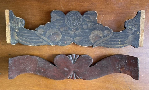 Pair Of Antique Wooden Molds / Patterns for Chair Backs Cover