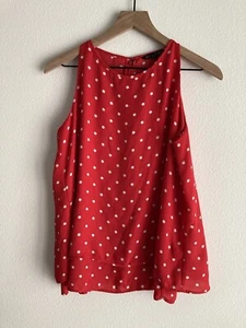 Blusa donna Zac & Rachel senza maniche in chiffon rosso a pois taglia med - Foto 1 di 13