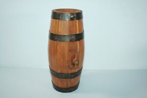 Vintage 9.5" Wooden Whiskey Wine Keg Barrel Mini Miniature Small