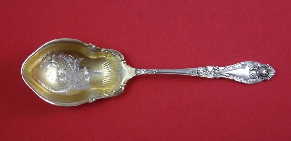 Verona by Lunt Sterling Silver Berry Spoon GW BC w/ Flower Design 9" - Image 1 of 1