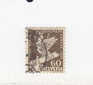 SUIZA (MK1972) # 214 EN MUY BUEN ESTADO USADO 60c 1932 PALOMA SOBRE ESPADA ROTA/MARRÓN OLIVA - Imagen 1 de 1