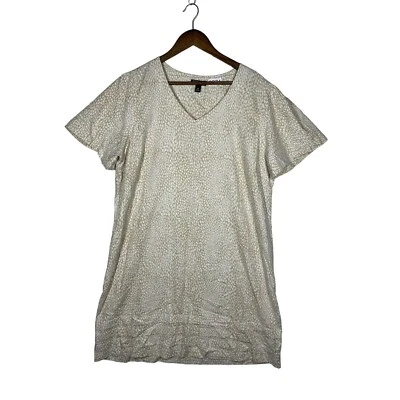 Nicole Miller Original Women Linens Blend Dress Plead VNeck Fold Hem XL Beige - Image 1 of 4