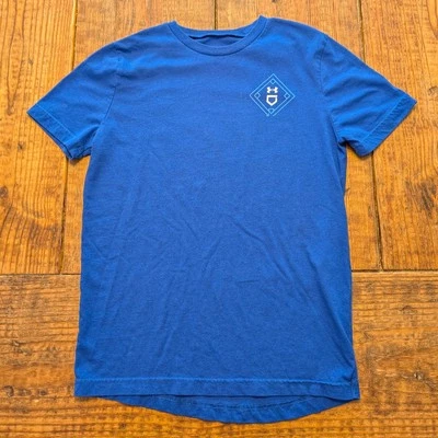 Under Armour Boys T-Shirt Blue Youth Medium UA Heat Gear Baseball  - Image 1 of 3