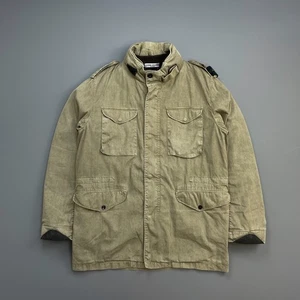 Stone Island Tan & Brown AW06 Lino-Flax Concealed Hood Dutch Rope Liner Overcoat - Picture 1 of 8