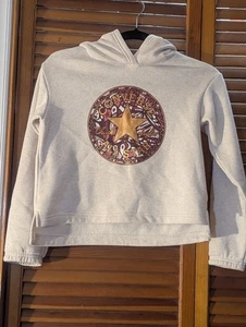 Converse Chuck Taylor Hoodie Sweatshirt Egret Heather Girls' Medium 10-12 - Picture 1 of 2