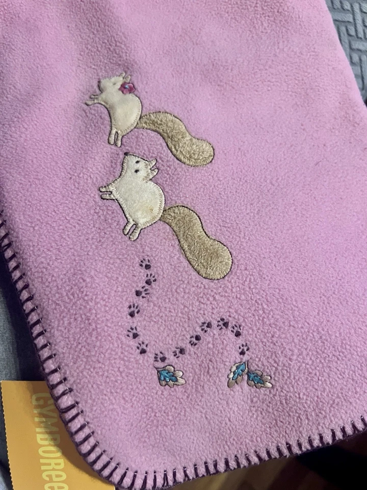 全新带标签 Gymboree 2005 Trail 混合粉色抓绒毯松鼠复古全新带标签 — 第 1/3 张图片