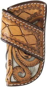 3D Mens Knife Sheath Leather Calf Hair Underlay Floral Tan D8401308 - Picture 1 of 1