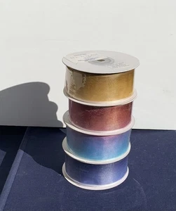 4 Roll, 29 Yard x 35 MM Two Tone Gradient Shimmer Organza Wire Ribbon - Picture 1 of 13