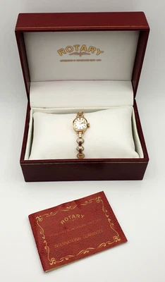 Vintage Rotary ladies 9ct gold watch & strap with paperwork - Running perfectly — 第 1/4 张图片