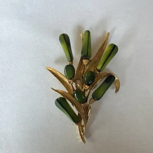 Vintage ART Arthur Pfeffer Pressglas Rohrkolben Brosche - Bild 1 von 4