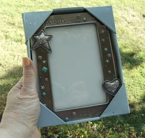 Fetco Bilderrahmen 4x6 Laugh Out Loud Silber Metall Strass Schmuck Neu in OVP - Bild 1 von 8