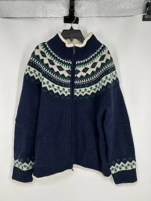 Chaqueta Suéter LL Bean Sherpa Forrada Fair Isle Nórdica 100% Lana de Cordero para Mujer XL Foto 1 de 4