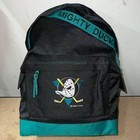 Vintage Anaheim Mighty Ducks Backpack Bag Black NHL Nasco Embroidered