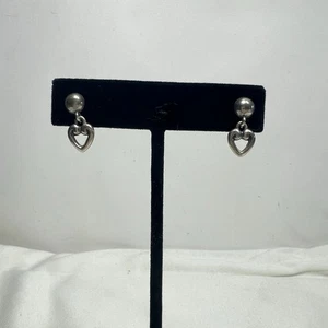 Retired James Avery Sterling Silver Thick Scroll Heart Post Earrings - Picture 1 of 8