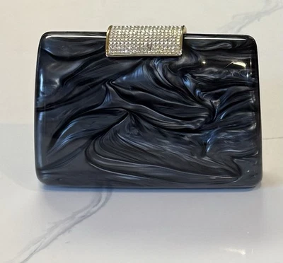 Bolso sin asas/bolso de hombro Inge Christopher acrílico jaspeado negro cierre de estrás Foto 1 de 4