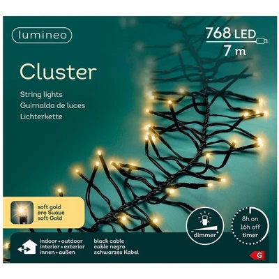 Lumineo LED Lichterkette Cluster schwarz 7 Meter 768 Lichter - softgold - Bild 1 von 3
