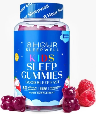 8 HOUR SLEEPWELL Kids Sleep Gummies Night Time Supplement -Vegan Gluten Free Magnesium Sugar Free